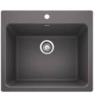 Blanco 401923 Liven 25" Single Bowl Drop In/Undermount Laundry Silgranit Kitchen Sink in Cinder