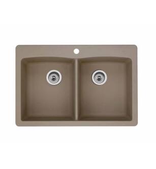 Blanco 441285 Diamond 33" Double Bowl Undermount Silgranit Kitchen Sink in Truffle