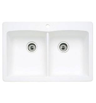 Blanco 440221 Diamond 33" Double Bowl Undermount Silgranit Kitchen Sink in White