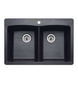 Blanco 440220 Diamond 33" Double Bowl Undermount Silgranit Kitchen Sink in Anthracite