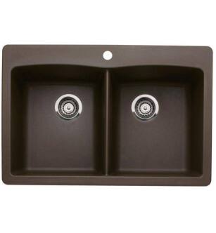 Blanco 440218 Diamond 33" Double Bowl Undermount Silgranit Kitchen Sink in Cafe Brown