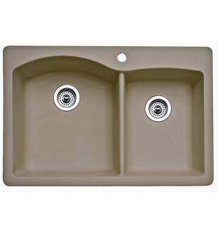 Blanco 441283 Diamond 33" Double Bowl Undermount Silgranit Kitchen Sink in Truffle