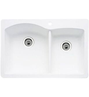 Blanco 440216 Diamond 33" Double Bowl Undermount Silgranit Kitchen Sink in White