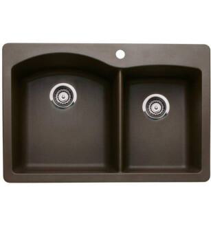 Blanco 440213 Diamond 33" Double Bowl Undermount Silgranit Kitchen Sink in Cafe Brown