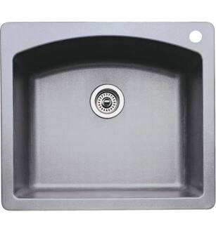 Blanco 440209 Diamond 25" Single Bowl Drop In Silgranit Kitchen Sink in Metallic Gray