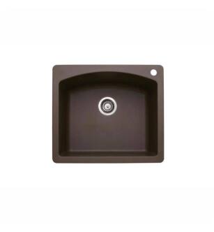Blanco 440208 Diamond 25" Single Bowl Drop In Silgranit Kitchen Sink in Cafe Brown