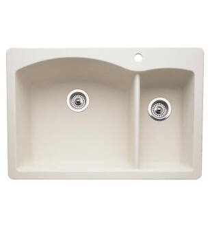 Blanco 440201 Diamond 33" Double Bowl Undermount Silgranit Kitchen Sink in Biscuit