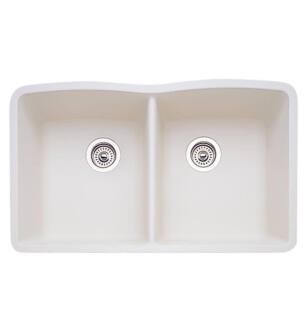 Blanco 440186 Diamond 32" Double Bowl Undermount Silgranit Kitchen Sink Biscuit