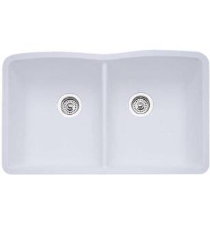 Blanco 440185 Diamond 32" Double Bowl Undermount Silgranit Kitchen Sink in White