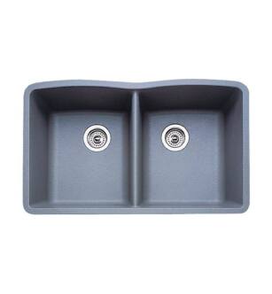 Blanco 440183 Diamond 32" Double Bowl Undermount Silgranit Kitchen Sink in Metallic Gray