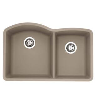 Blanco 441284 Diamond 32" Double Bowl Undermount Silgranit Kitchen Sink in Truffle