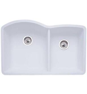 Blanco 440180 Diamond 32" Double Bowl Undermount Silgranit Kitchen Sink in White
