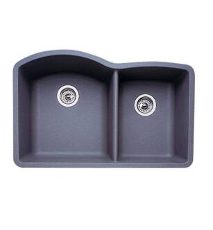 Blanco 440178 Diamond 32" Double Bowl Undermount Silgranit Kitchen Sink in Metallic Gray