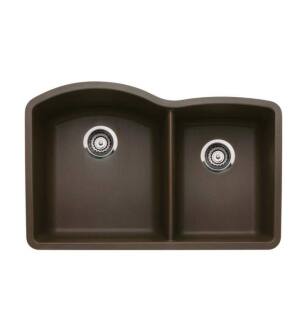 Blanco 440177 Diamond 32" Double Bowl Undermount Silgranit Kitchen Sink in Cafe Brown