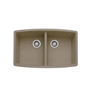 Blanco 441290 Performa 33" Double Bowl Undermount Silgranit Kitchen Sink in Truffle