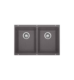 Blanco 519050 Precis 29 3/4" Double Bowl Undermount Silgranit Kitchen Sink in Cinder