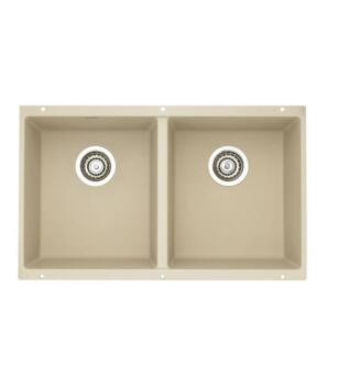 Blanco 516321 Precis 29 3/4" Double Bowl Undermount Silgranit Kitchen Sink in Biscuit