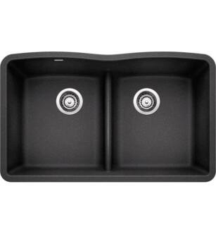 Blanco 442075 Diamond 32" Double Bowl Undermount Silgranit Kitchen Sink with Low Divide in Anthracite
