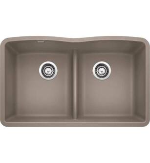 Blanco 442072 Diamond 32" Double Bowl Undermount Silgranit Kitchen Sink with Low Divide in Truffle