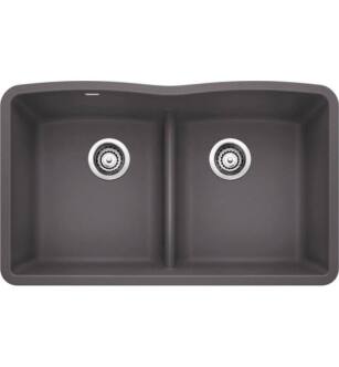 Blanco 442071 Diamond 32" Double Bowl Undermount Silgranit Kitchen Sink with Low Divide in Cinder