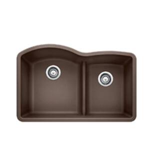 Blanco 441597 Diamond 32" Double Bowl Undermount Silgranit Kitchen Sink with Low Divide in Cafe Brown