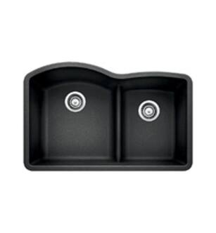 Blanco 441590 Diamond 32" Double Bowl Undermount Silgranit Kitchen Sink with Low Divide in Anthracite