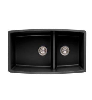 Blanco 441312 Performa 33" Medium Double Bowl Undermount Silgranit Kitchen Sink in Anthracite