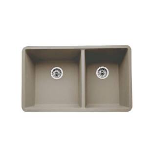 Blanco 441296 Precis 33" Double Bowl Undermount Silgranit Kitchen Sink in Truffle