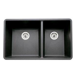 Blanco 441128 Precis 33" Double Bowl Undermount Silgranit Kitchen Sink in Anthracite