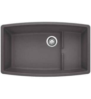 Blanco 441476 Performa 32" Cascade Single Bowl Undermount Silgranit Kitchen Sink in Cinder