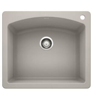 Blanco 442749 Diamond 25" Single Bowl Dual Mount Silgranit Kitchen Sink in Concrete Gray
