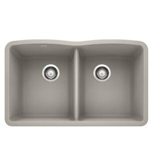 Blanco 442747 Diamond 32" Double Bowl Undermount Silgranit Kitchen Sink in Concrete Gray