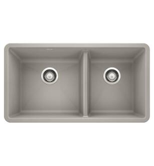 Blanco 442738 Precis 33" Double Bowl Undermount Silgranit Kitchen Sink in Concrete Gray