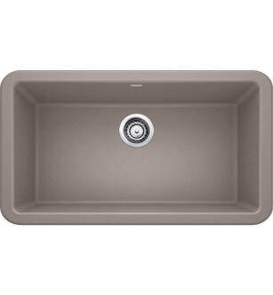 Blanco 401988 Ikon 33" Single Bowl Farmhouse/Front-Apron Silgranit Kitchen Sink in Truffle