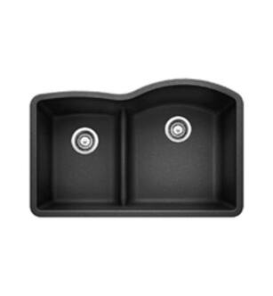 Blanco 441598 Diamond 32" Double Bowl Undermount Silgranit Kitchen Sink with Reverse low Divide in Anthracite