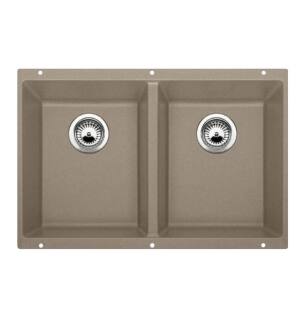 Blanco 517678 Precis 29 3/4" Double Bowl Undermount Silgranit Kitchen Sink in Truffle