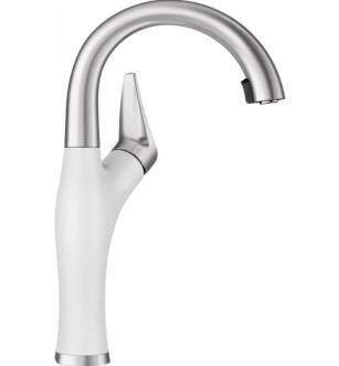 Blanco 442044 Artona Bar Kitchen Faucet with Pulldown Dual Spray in White/Stainless Steel