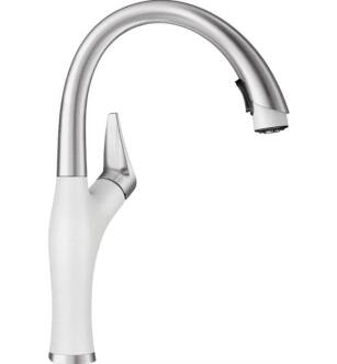 Blanco 442028 Artona 2.2 GPM Kitchen Faucet with Pulldown Dual Spray in White/Stainless Steel
