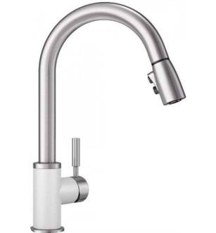 Blanco 442061 Sonoma 1.5 GPM Single Handle Kitchen Faucet with Pulldown Spray in White/Stainless Steel