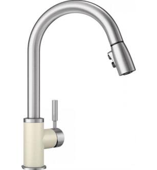 Blanco 442060 Sonoma 1.5 GPM Single Handle Kitchen Faucet with Pulldown Spray in Biscuit/Stainless Steel