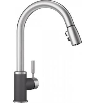 Blanco 442057 Sonoma 1.5 GPM Single Handle Kitchen Faucet with Pulldown Spray in Cinder/Stainless Steel