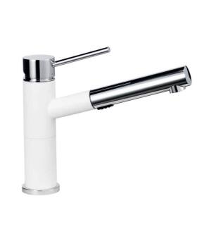 Blanco 441491 Alta Compact 2.2 GPM Single Handle Kitchen Faucet with Pullout Dual Spray in White/Chrome
