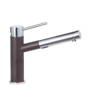 Blanco 441487 Alta Compact 2.2 GPM Single Handle Kitchen Faucet with Pullout Dual Spray in Cafe Brown/Chrome