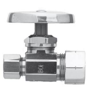 Brasstech 412/15S Straight Valve With 1/2" Compression Inlet And 3/8" O.d. Compression Outlet in Satin Nickel