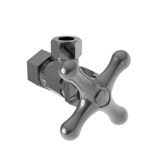 Brasstech 403X/30 Metal Cross Handle Angle Valve With 1/2" Compression Inlet in Midnight Chrome