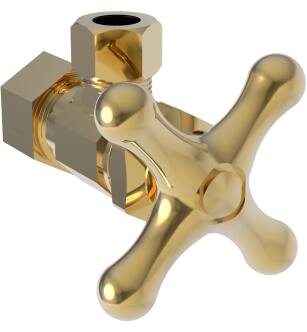 Brasstech 403X/24 Metal Cross Handle Angle Valve With 1/2" Compression Inlet in Polished Gold (PVD)