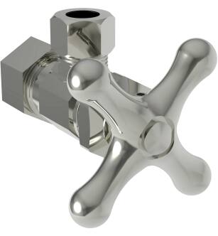 Brasstech 403X/15 Metal Cross Handle Angle Valve With 1/2" Compression Inlet in Polished Nickel