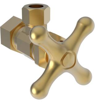 Brasstech 403X/24S Metal Cross Handle Angle Valve With 1/2" Compression Inlet in Satin Gold