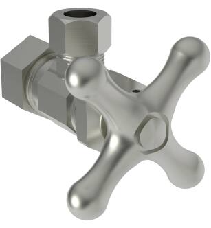Brasstech 403X/15S Metal Cross Handle Angle Valve With 1/2" Compression Inlet in Satin Nickel