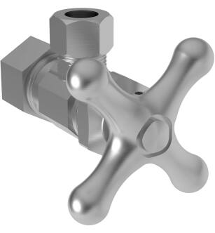 Brasstech 403X/20 Metal Cross Handle Angle Valve With 1/2" Compression Inlet in Stainless Steel (PVD)